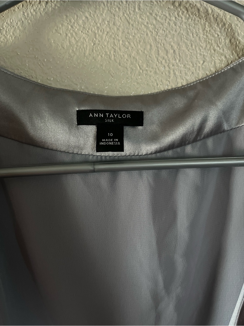Ann Taylor silk Silver Satin Wrap Mini Dress - Picture 3 of 8